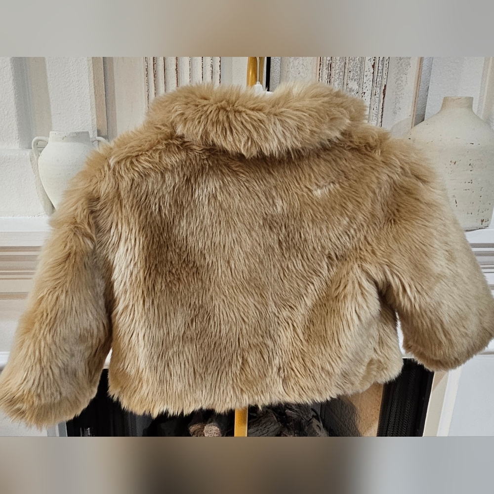 Janie and Jack Plush Tan Faux Fur Coat - Picture 4 of 4